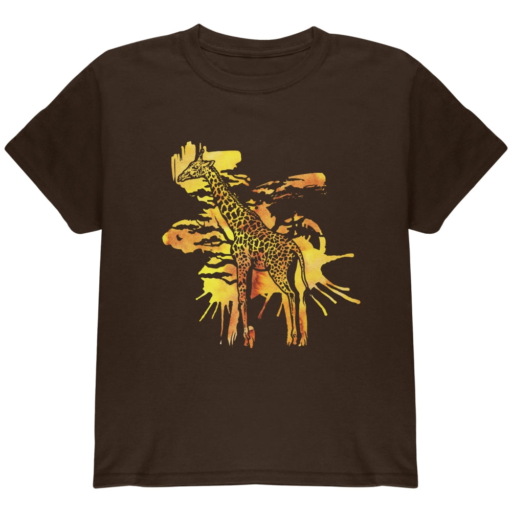 Giraffe Safari Splatter Youth T Shirt Youth T-Shirts Old Glory YLG Dark Brown