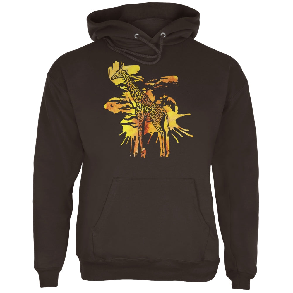 Giraffe Safari Splatter Mens Hoodie Men's Hoodies Old Glory 2XL Brown