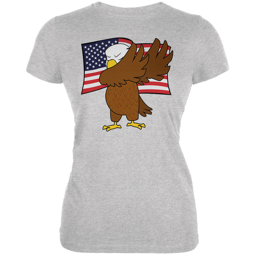 4th Of July America Dabbing Bald Eagle Juniors Soft T Shirt Juniors T-Shirts 4th of July 2XL Heather