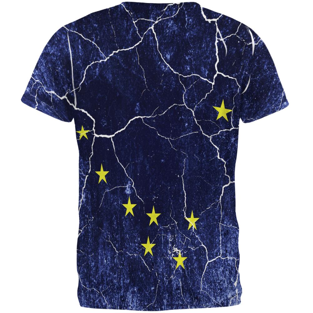 Alaska Vintage Distressed State Flag All Over Mens T Shirt Men's T-Shirts Old Glory