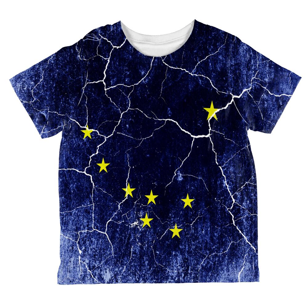 Alaska Vintage Distressed State Flag All Over Toddler T Shirt Toddler T-Shirts Old Glory 2T Multi