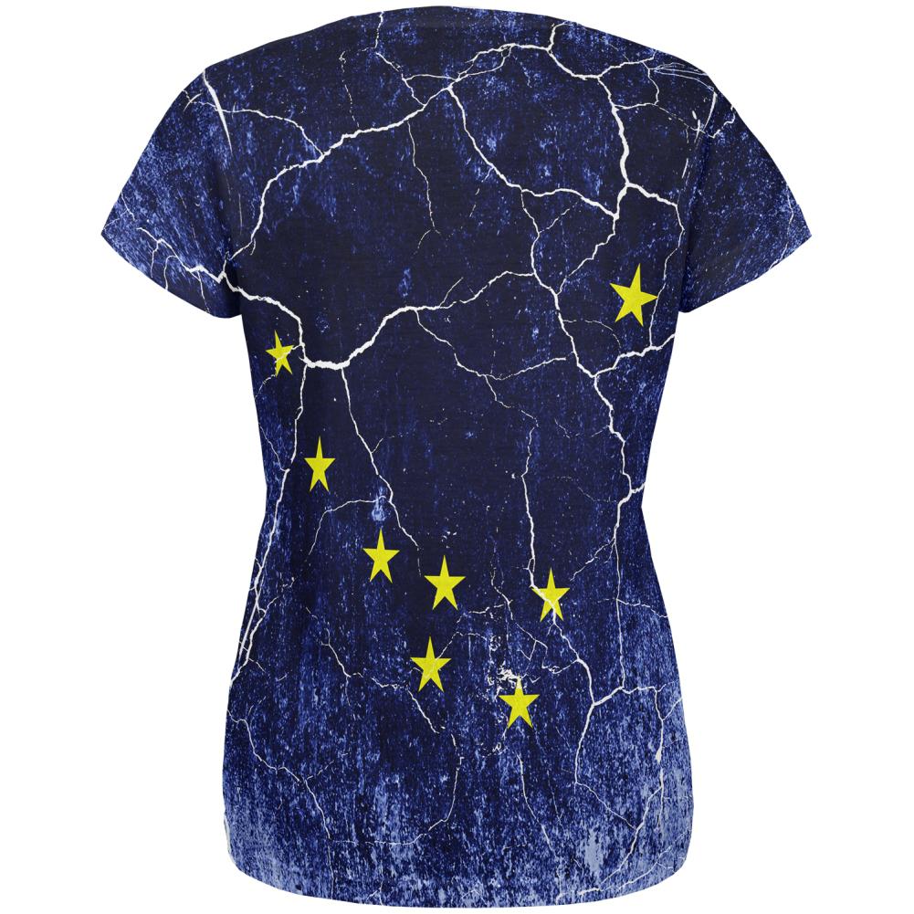 Alaska Vintage Distressed State Flag All Over Womens T Shirt Women's T-Shirts Old Glory