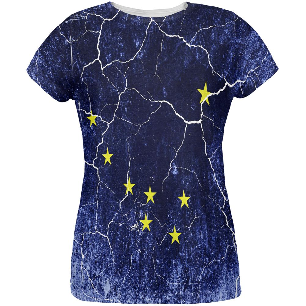 Alaska Vintage Distressed State Flag All Over Womens T Shirt Women's T-Shirts Old Glory 2XL Multi