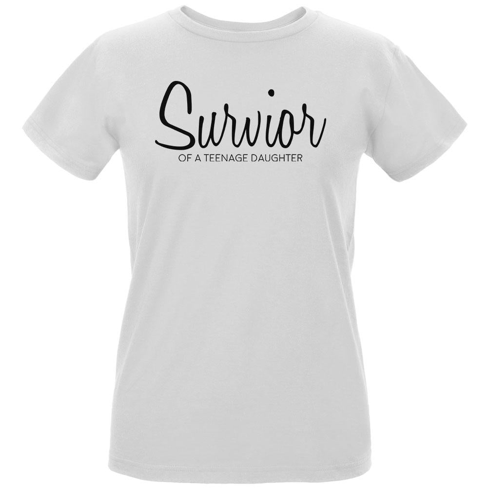 Mother's Day Survivor Of A Teenage Daughter Womens Organic T Shirt Women's T-Shirts Old Glory LG White