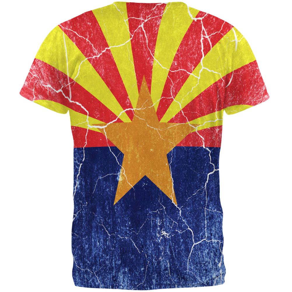 Arizona Vintage Distressed State Flag All Over Mens T Shirt Men's T-Shirts Old Glory