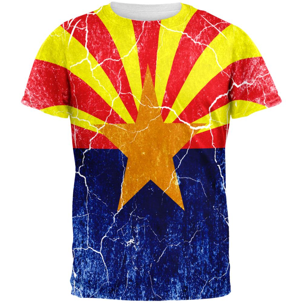 Arizona Vintage Distressed State Flag All Over Mens T Shirt Men's T-Shirts Old Glory 2XL Multi