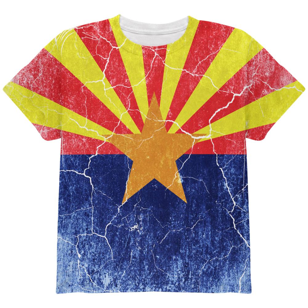 Arizona Vintage Distressed State Flag All Over Youth T Shirt Youth T-Shirts Old Glory LG Multi