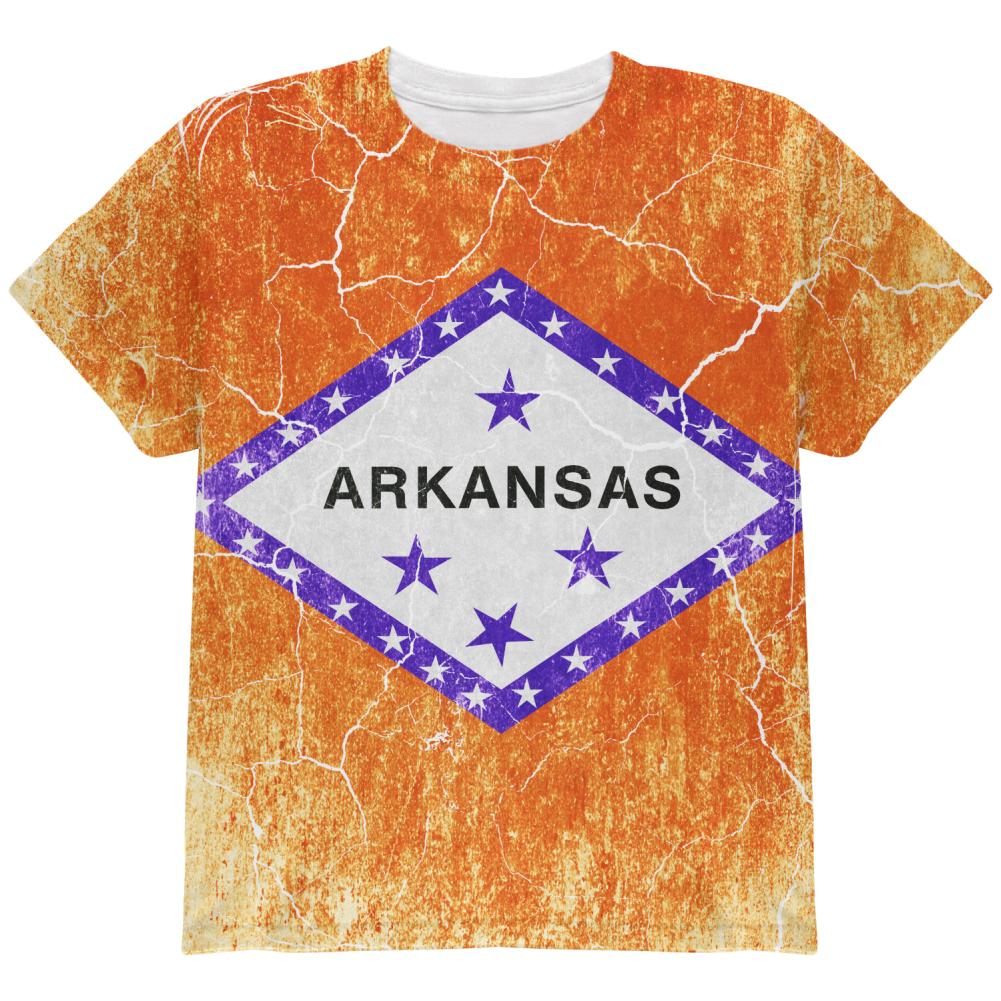 Arkansas Vintage Distressed State Flag All Over Youth T Shirt Youth T-Shirts Old Glory LG Multi