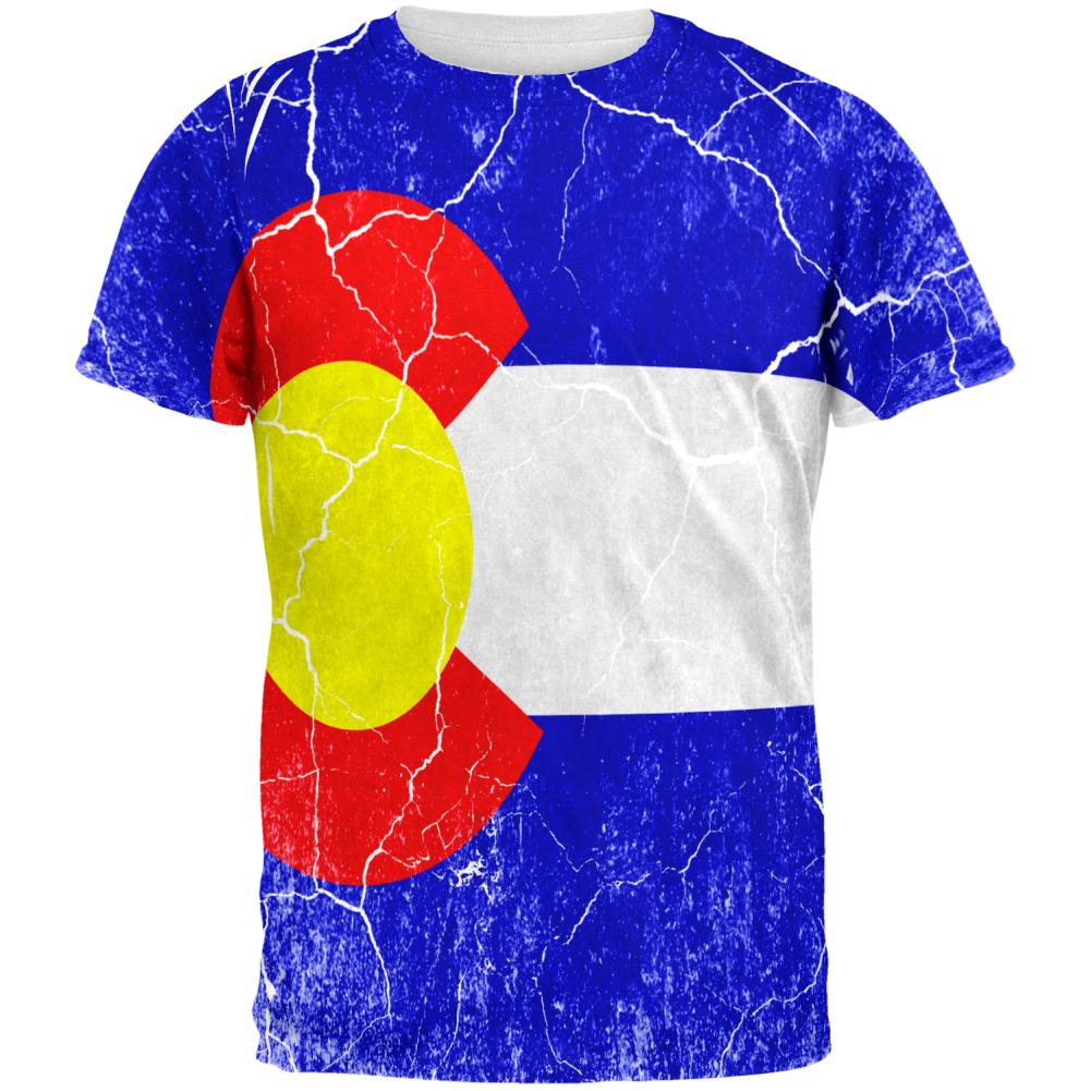Colorado Vintage Distressed State Flag All Over Mens T Shirt Men's T-Shirts Old Glory 2XL Multi