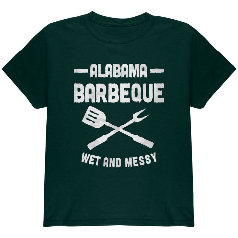 Alabama Barbeque Wet and Messy Youth T Shirt Youth T-Shirts global YLG Forest Green