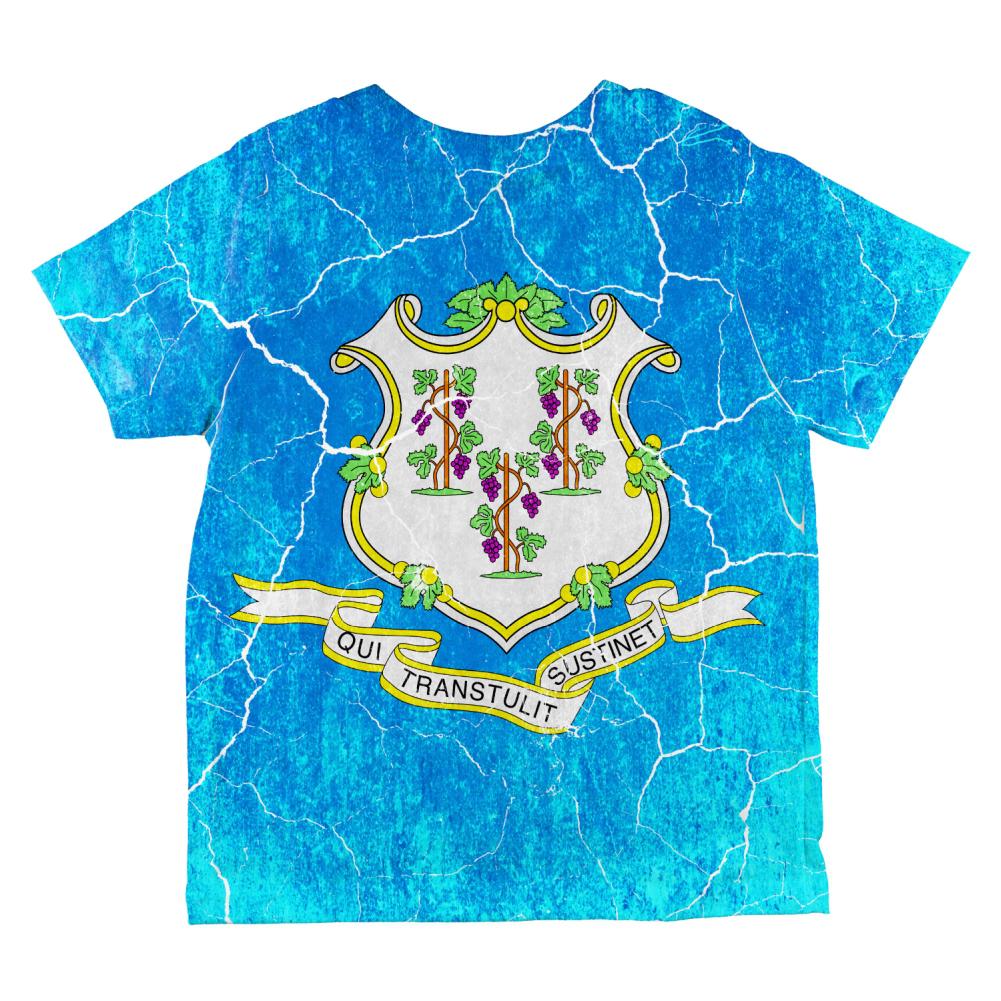 Connecticut Vintage Distressed State Flag All Over Toddler T Shirt Toddler T-Shirts Old Glory