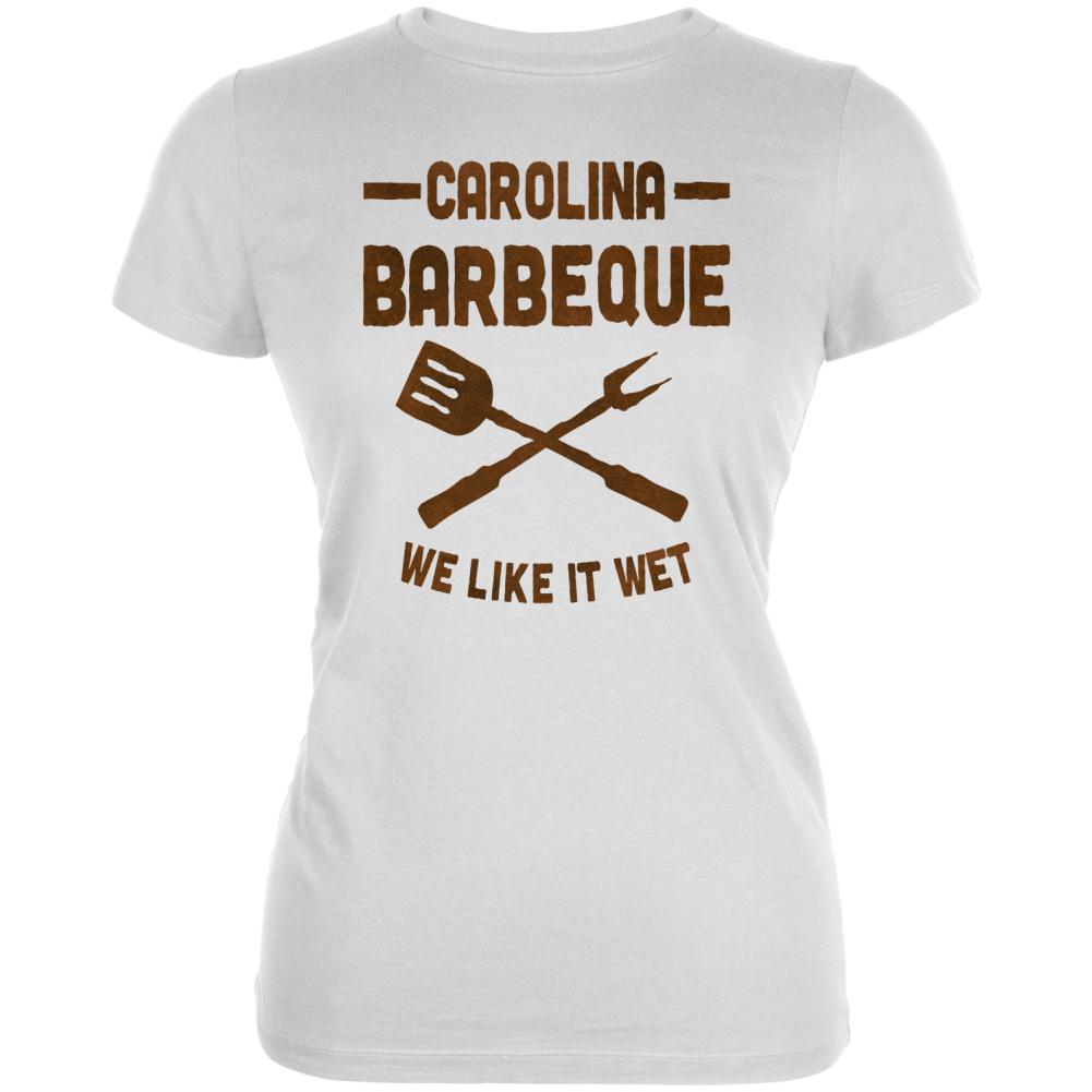 Carolina Barbeque Like It Wet Juniors Soft T Shirt Juniors T-Shirts Old Glory 2XL White