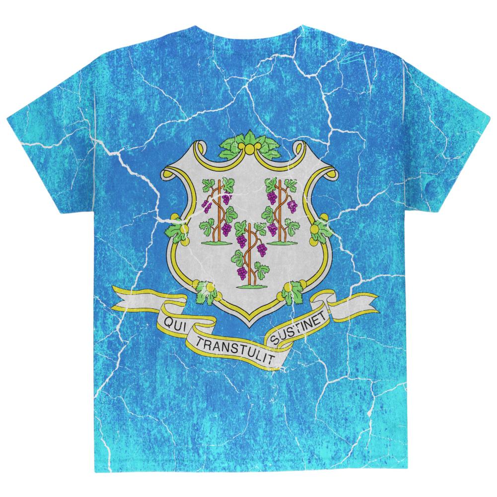 Connecticut Vintage Distressed State Flag All Over Youth T Shirt Youth T-Shirts Old Glory