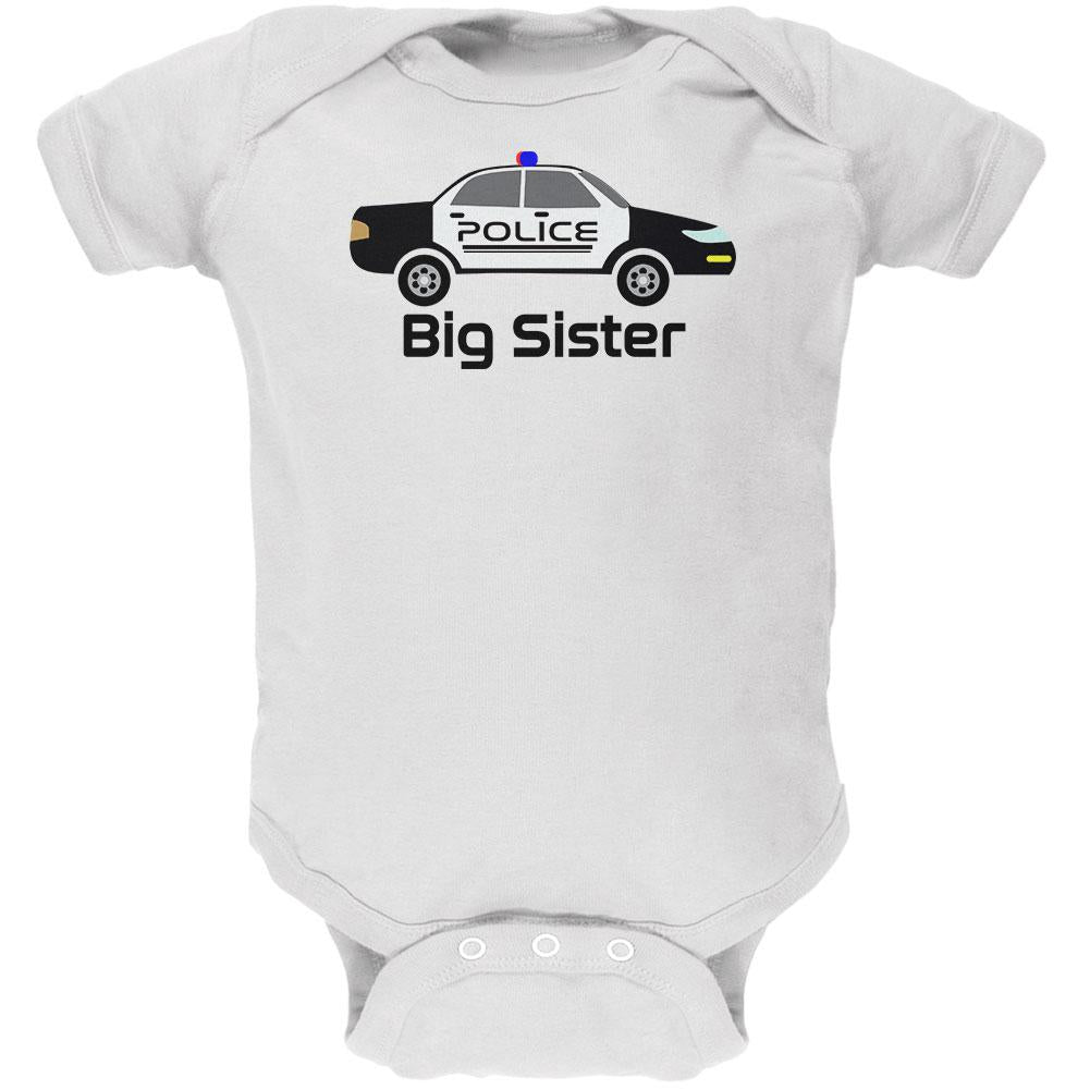 Big Sister Police Car Soft Baby One Piece Baby One Piece Old Glory 0-3M White