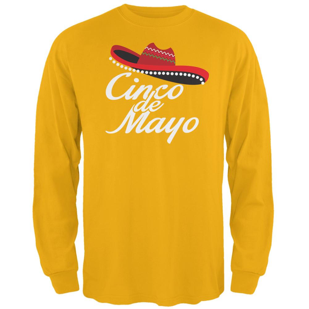 Cinco De Mayo Celebration Mens Long Sleeve T Shirt Men's Long Sleeves Old Glory 2XL Yellow