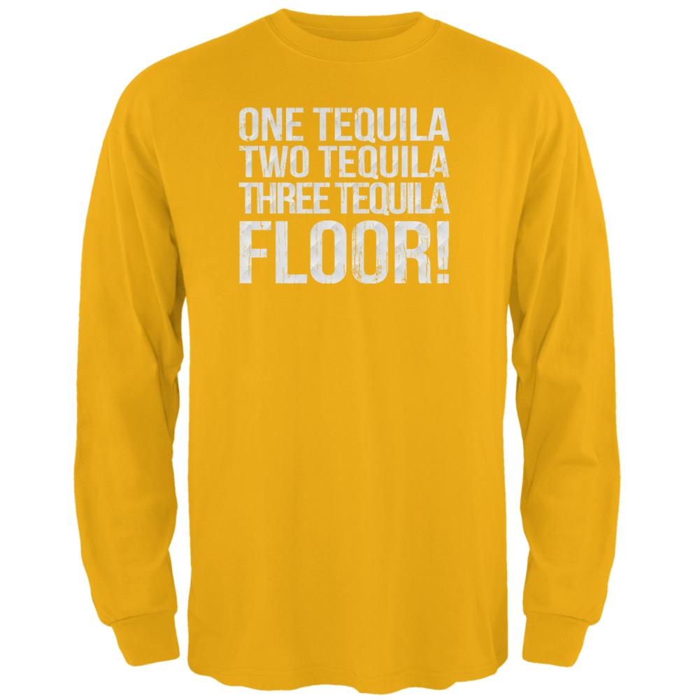 Cinco de Mayo Tequila One Two Three Floor Mens Long Sleeve T Shirt Men's Long Sleeves Old Glory 2XL Gold