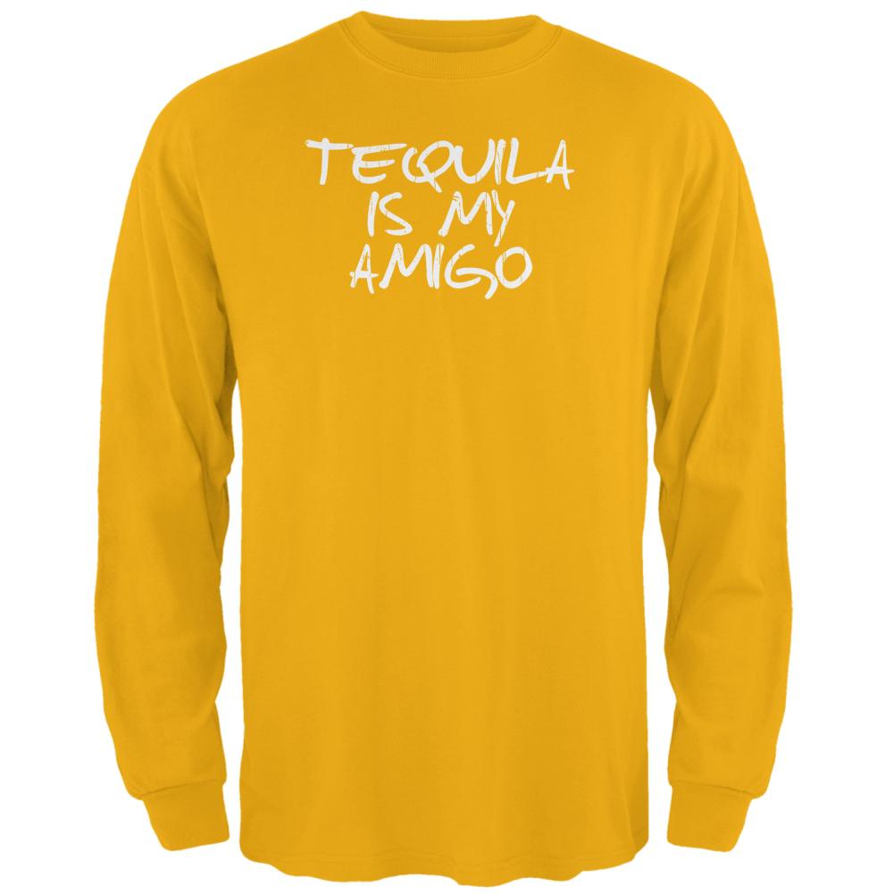 Cinco de Mayo Tequila is My Amigo Mens Long Sleeve T Shirt Men's Long Sleeves Old Glory 2XL Gold