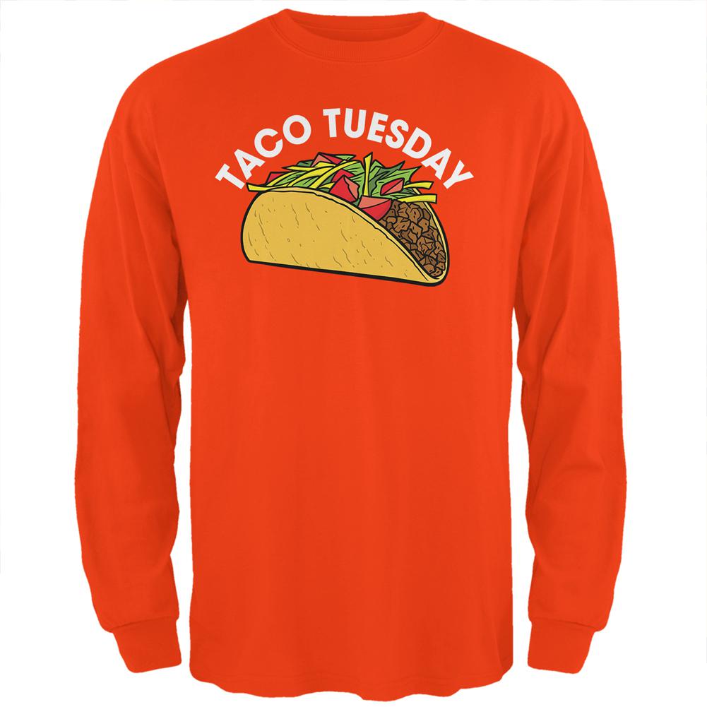 Cinco de Mayo Taco Tuesday Mens Long Sleeve T Shirt Men's Long Sleeves Old Glory 2XL Orange