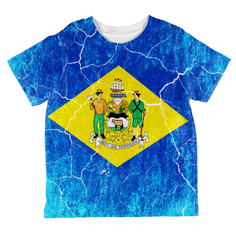 Delaware Vintage Distressed State Flag All Over Toddler T Shirt Toddler T-Shirts Old Glory 2T Multi