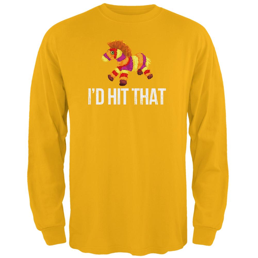 Cinco de Mayo I'd Hit That, Pinata Mens Long Sleeve T Shirt Men's Long Sleeves Old Glory 2XL Yellow
