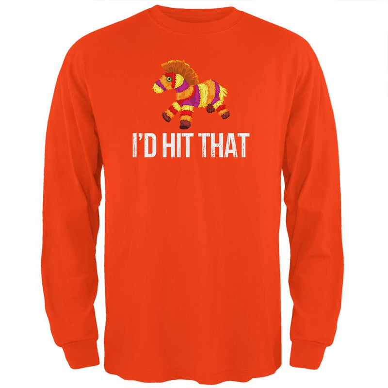 Cinco de Mayo I'd Hit That, Pinata Mens Long Sleeve T Shirt Men's Long Sleeves Old Glory 2XL Orange