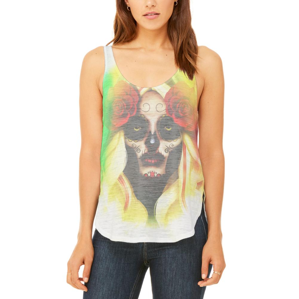 The Day after Cinco De Mayo Juniors Flowy Side Slit Tank Top Juniors Tank Tops Old Glory 2XL Multi