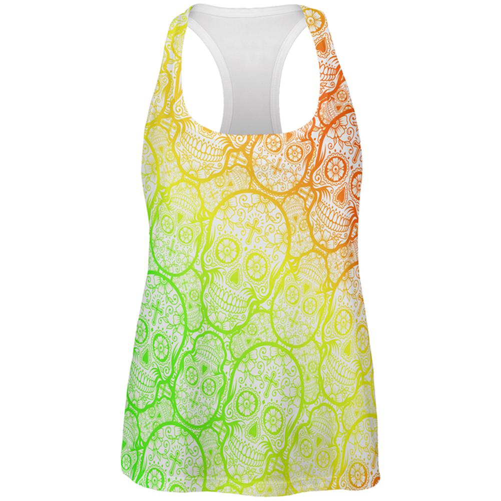 Cinco de Mayo Crazy Sugar Skull Pattern All Over Womens Work Out Tank Top Women's Tank Tops Old Glory 2XL Multi