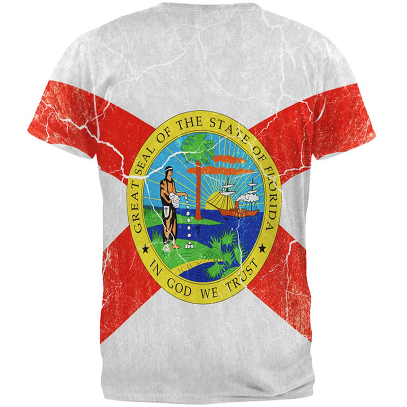 Florida Vintage Distressed State Flag All Over Mens T Shirt Men's T-Shirts Old Glory