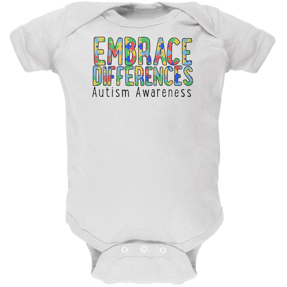 Autism Awareness Embrace Differences Soft Baby One Piece Baby One Piece Old Glory 0-3M White