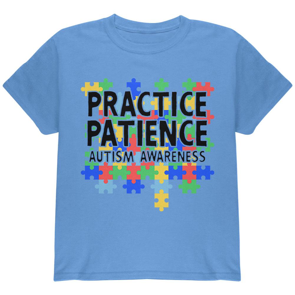 Autism Awareness Practice Patience Youth T Shirt Youth T-Shirts Old Glory LG Carolina Blue