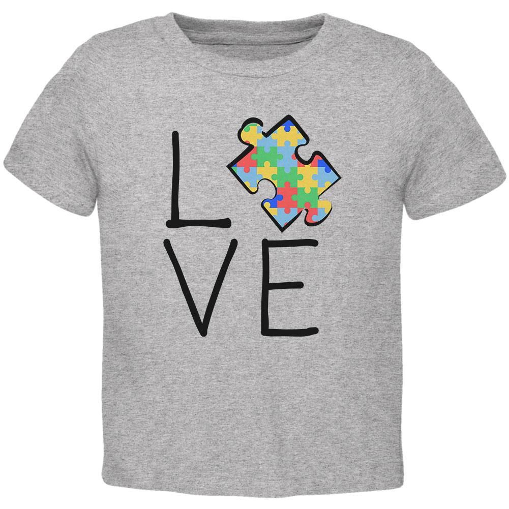 Autism Awareness Love Puzzle Piece Toddler T Shirt Toddler T-Shirts Old Glory 2T Heather