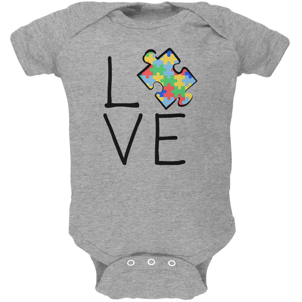 Autism Awareness Love Puzzle Piece Soft Baby One Piece Baby One Piece Old Glory 0-3M Heather