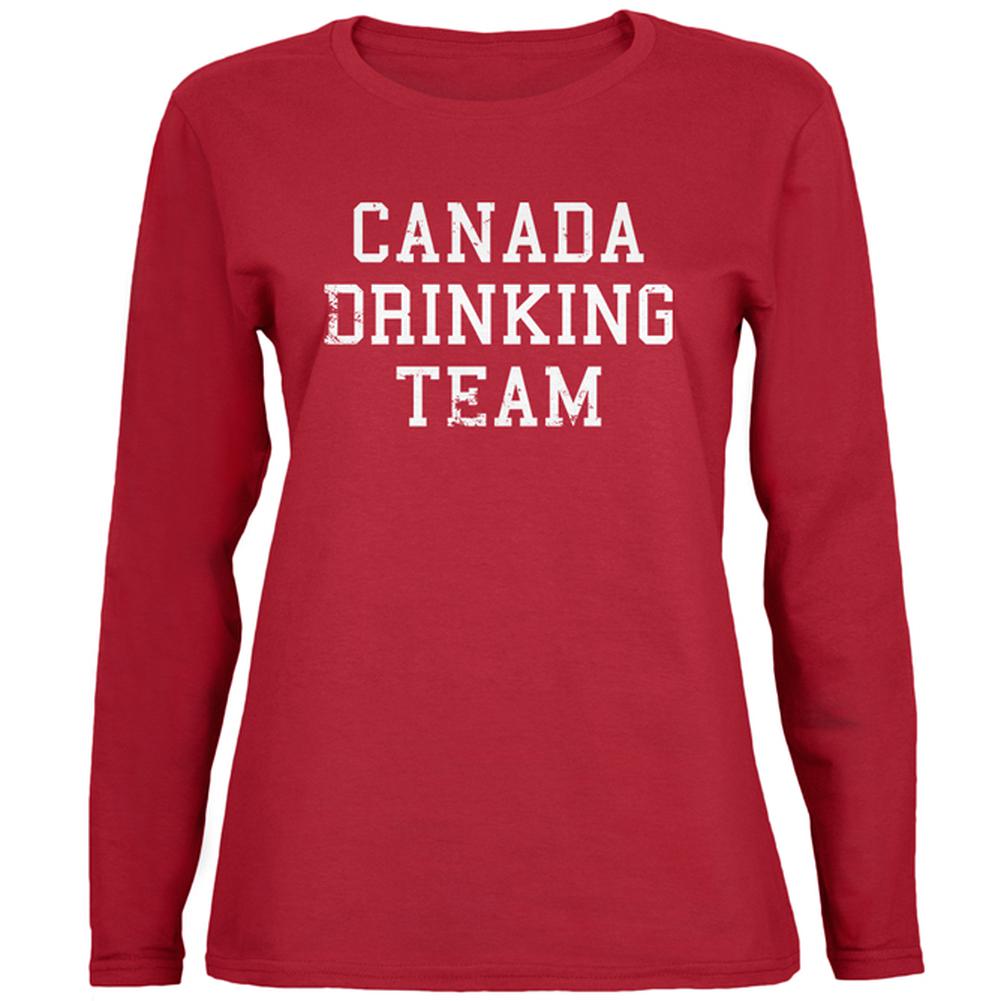 Canada Drinking Team Womens Long Sleeve T Shirt Women's Long Sleeves Old Glory 2XL Red