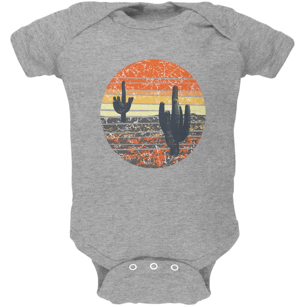 Vintage Cactus Sunset Soft Baby One Piece Baby One Piece Old Glory 0-3M Heather