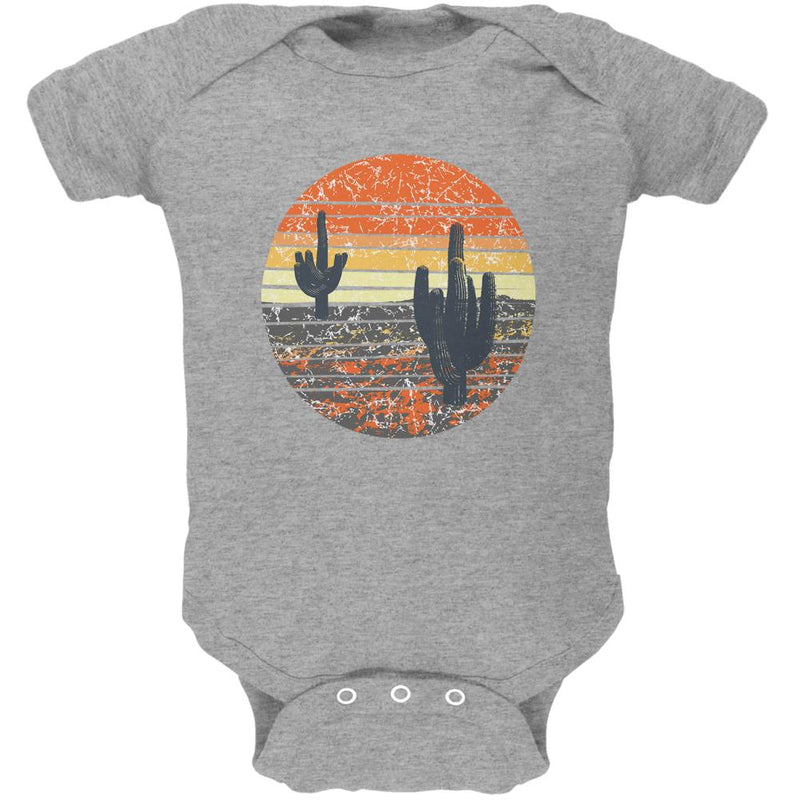 Vintage Cactus Sunset Soft Baby One Piece Baby One Piece Old Glory 0-3M Heather
