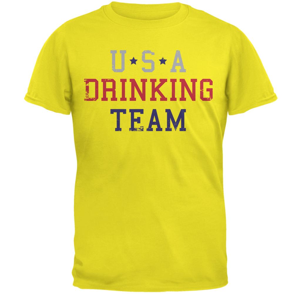 4th of July USA Drinking Team Mens T Shirt Men's T-Shirts Old Glory 2XL Bright Yellow