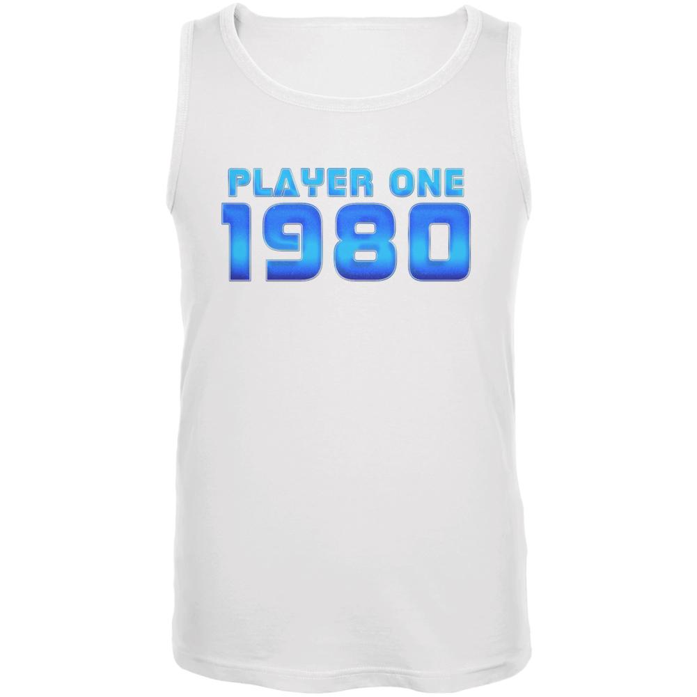 1980 Player One Birthday Mens Tank Top Men's Tank Tops Old Glory 2XL White