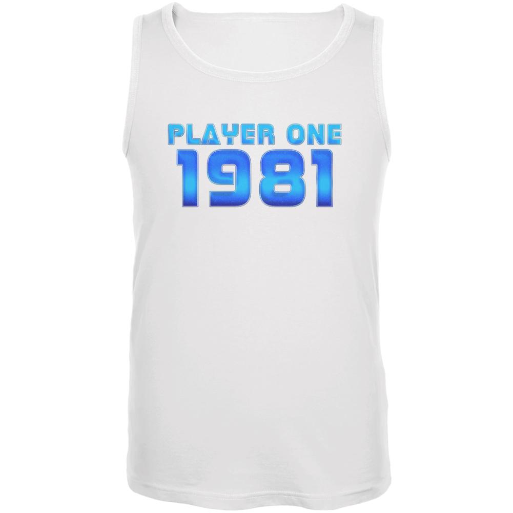1981 Player One Birthday Mens Tank Top Men's Tank Tops Old Glory 2XL White