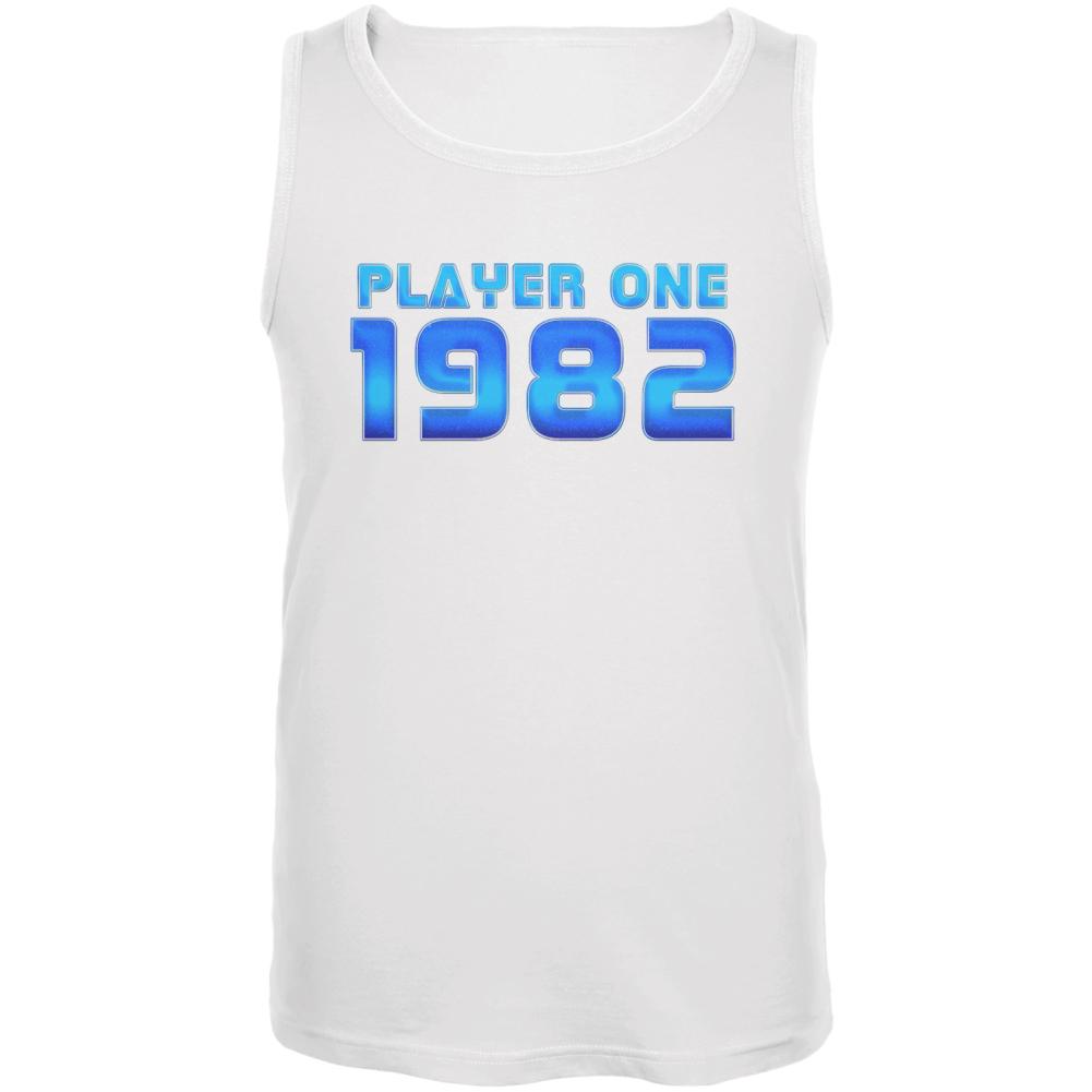1982 Player One Birthday Mens Tank Top Men's Tank Tops Old Glory 2XL White