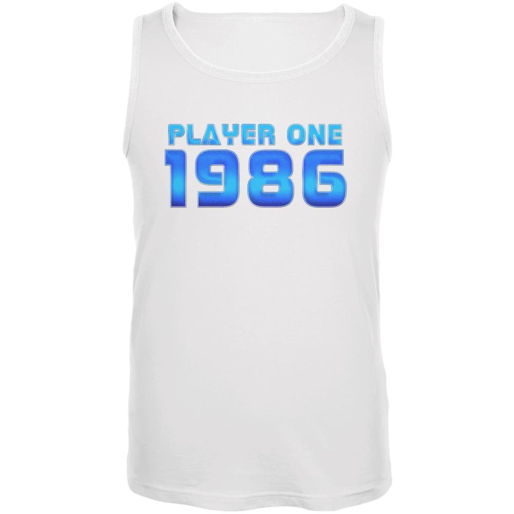 1986 Player One Birthday Mens Tank Top Men's Tank Tops Old Glory 2XL White