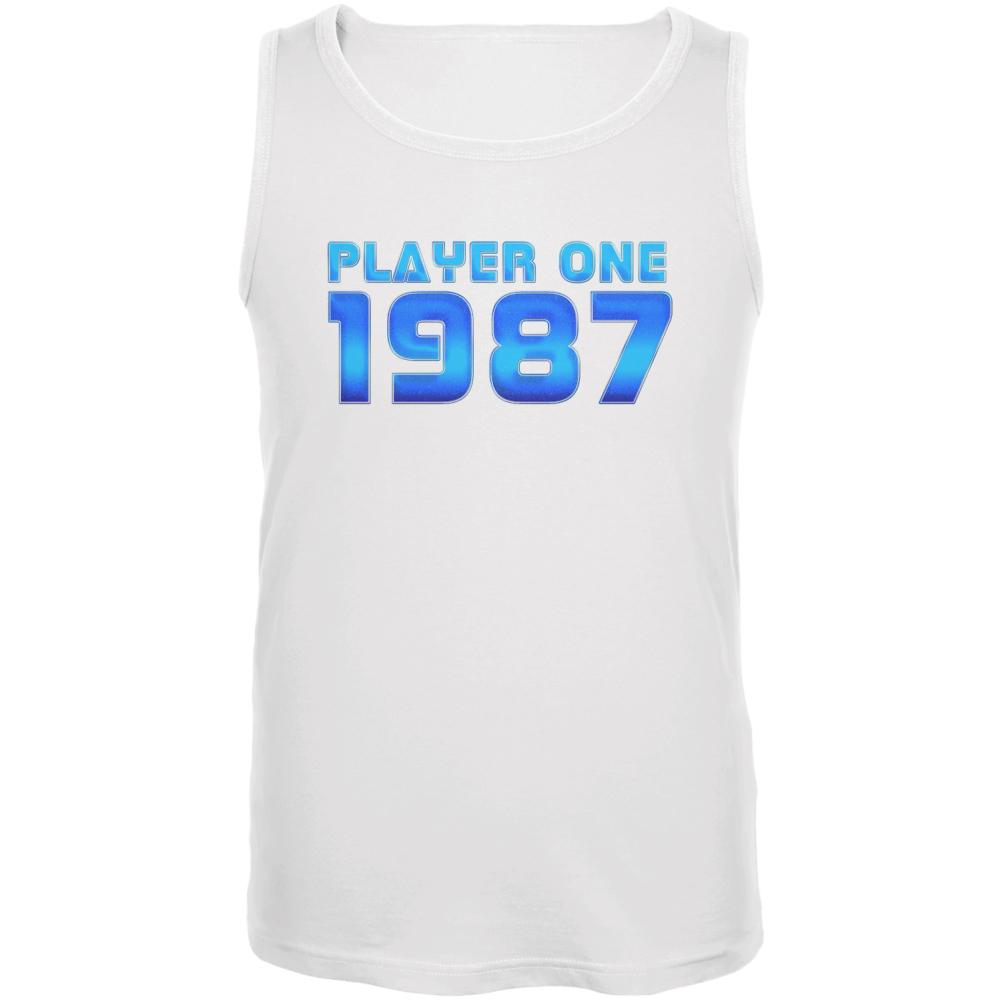 1987 Player One Birthday Mens Tank Top Men's Tank Tops Old Glory 2XL White