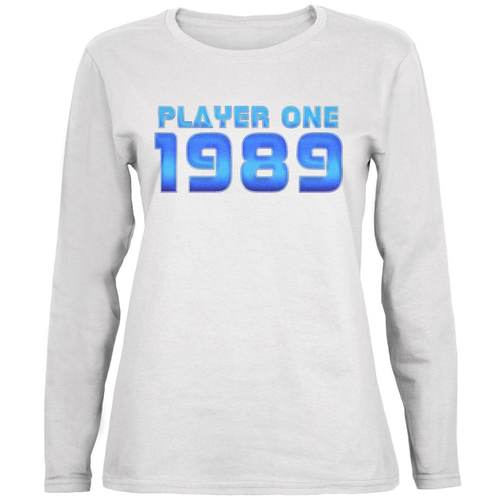 1989 Player One Birthday Ladies' Relaxed Jersey Long-Sleeve Tee Women's Long Sleeves Old Glory 2XL White
