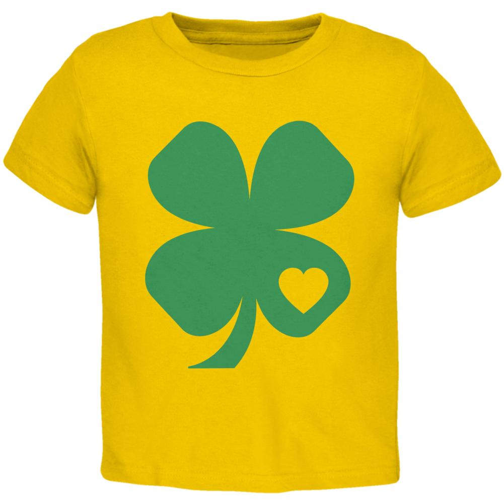 St. Patricks Day Shamrock Heart Toddler T Shirt Toddler T-Shirts Old Glory 2T Yellow