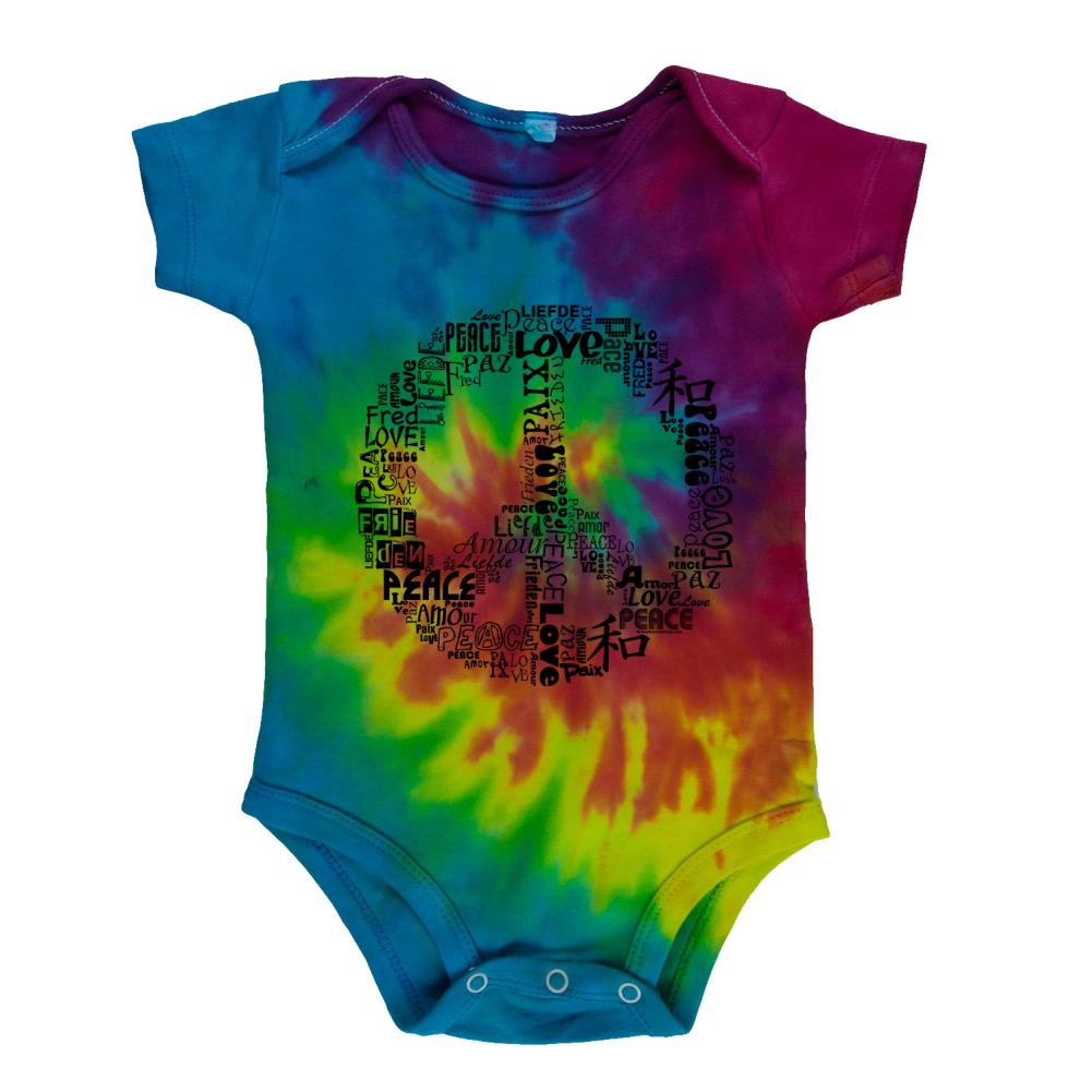 Love and Peace Sign Soft Baby One Piece Baby One Piece Old Glory 18-24M Rainbow