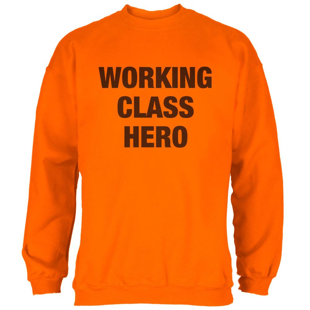 Working Class Hero Inspired By John Lennon Mens Sweatshirt Men's Sweatshirts Old Glory 2XL Safety Orange