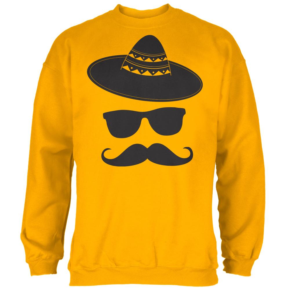 Cinco De Mayo Mustache Sombrero Mens Sweatshirt Men's Sweatshirts Old Glory 2XL Gold