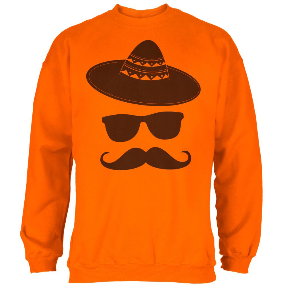 Cinco De Mayo Mustache Sombrero Mens Sweatshirt Men's Sweatshirts Old Glory 2XL Safety Orange