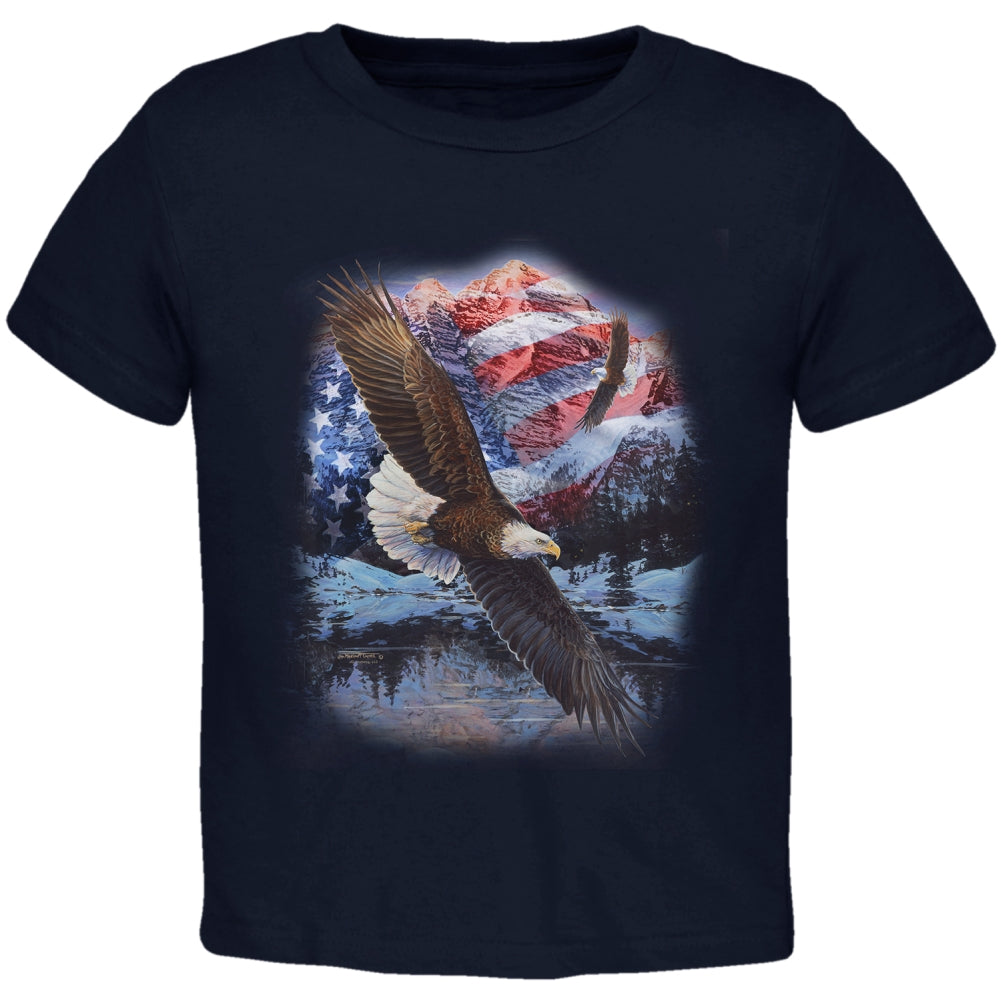 4th Of July American Flag Bald Eagle Toddler T Shirt Toddler T-Shirts 4th of July 2T Navy