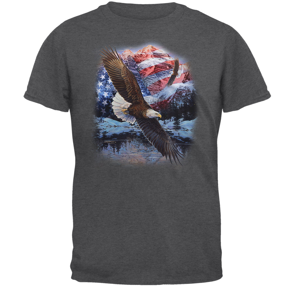 4th of July American Flag Bald Eagle Mens T Shirt Men's T-Shirts Old Glory 2XL Dark Heather