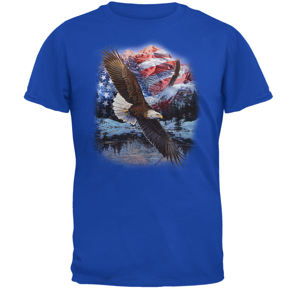 4th of July American Flag Bald Eagle Mens T Shirt Men's T-Shirts Old Glory 2XL Royal